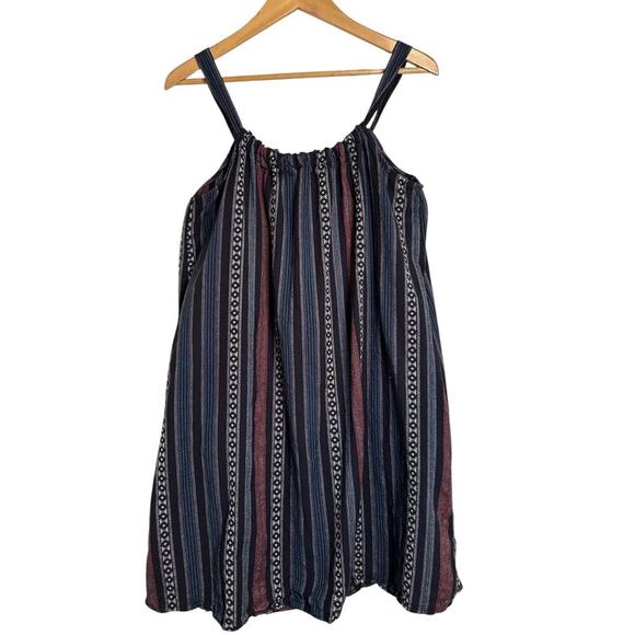 Adam Levine Women Sleeveless Geo Striped Cotton Pullover Mini Dress Size L Multi - Picture 1 of 9